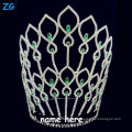 Coroa grandiosa greencrystal grande nacional de representação, cristal personalizado coroa nupcial, tiaras nome